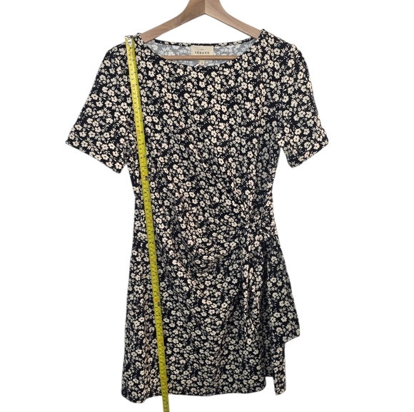 Sezane Pippa Dress Short Mini Madison Print Black Floral Size Medium New - Picture 4 of 8